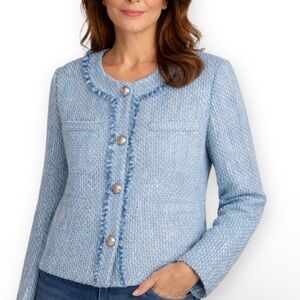 LOFT Pale Blue Tweed Blazer